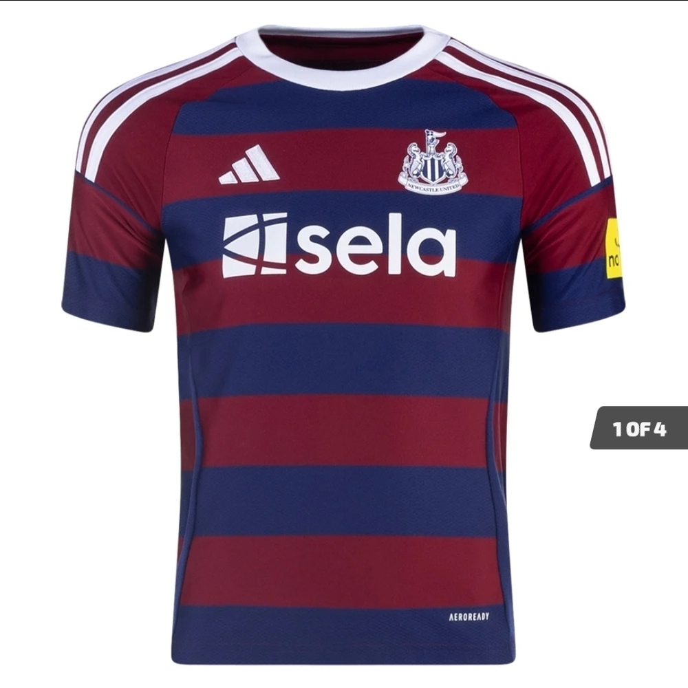adidas Kids Striped Jersey - Burgundy and Navy